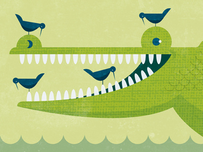 Partnership Illus bird crocodile partnership plover bird symbiosis teeth water