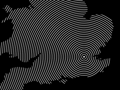 outward-bound black circles concentric map radiating white