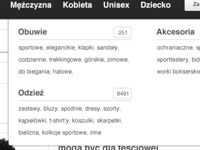 Hover Menu e commerce hover menu navigation