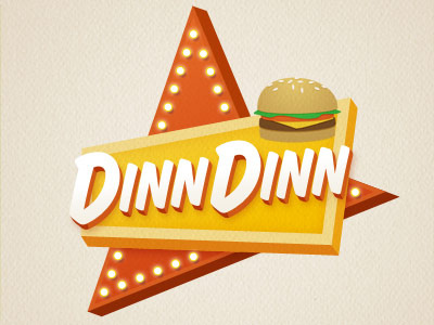 DinnDinn Splash Page app branding diner food illustration logo mobile retro sign social media splash texture vectors warm