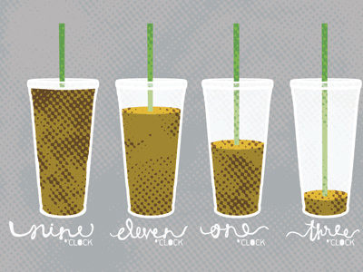 Help-O-Clock coffee drink halftone handwritten illustration texture typography work day