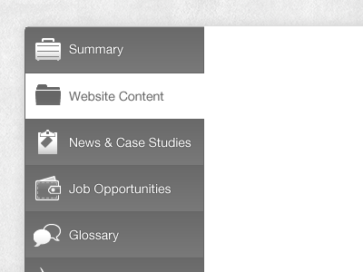 Administration navigation admin css3 icons texture ui