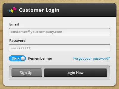 Customer Login UI buttons dialogs forms iconography icons login modules photoshop ui vector