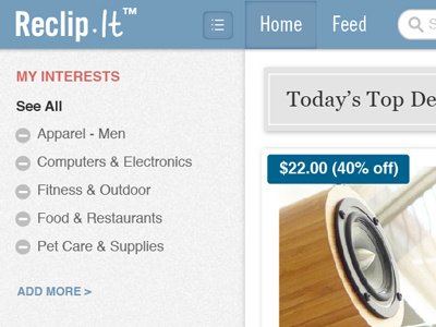 Interests Sidebar categories deals filter sidebar