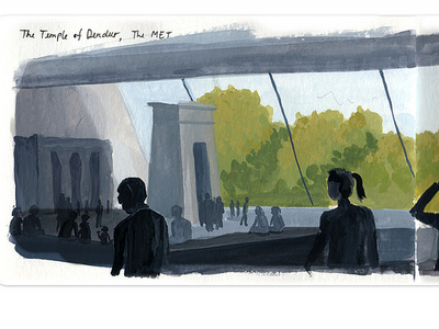 The Temple of Dendur illustration sketch watercolor