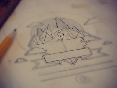 Poster Sketch hike mountain sketch