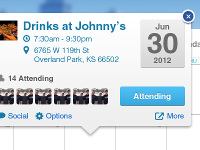 Event Pop-Up calendar event web app