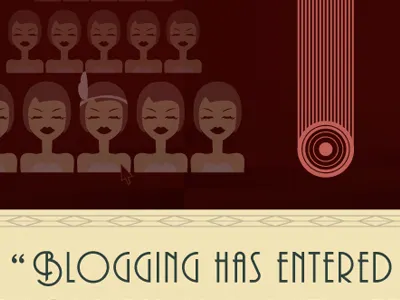 History Of Blogging Infographic art deco blogging concept cream history illustration infographic maroon timeline web