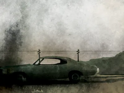 Broken down. album artwork car desert design graphic design illustration road sky texture
