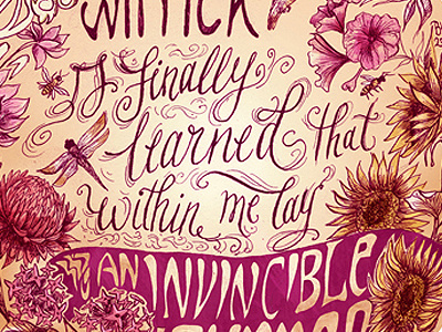 Invincible Summer calligraphy dragonfly floral lettering quote summer