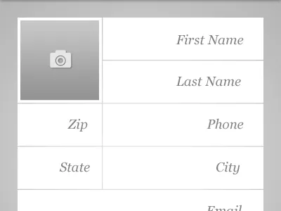 Personal Info mobile ui