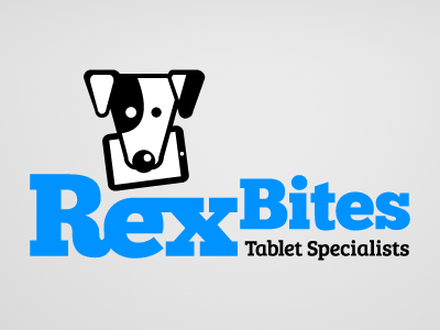 Rex Bites logo final athens bites dog greece ipad logo mobile publishing rex startup tablet