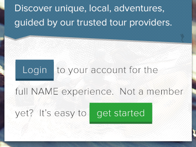 Login or get started adventure bokeh conversational login outdoors unique