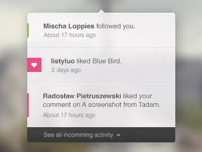 Dribbble Activity activity clean dribbble interface osx ui