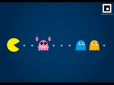 Hard life little ghost! flavio ghost illustration mercuri pacman poster