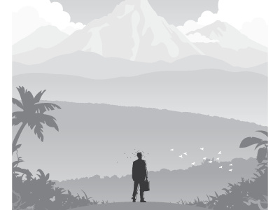 We've got fun and games illustration jungle mountains poster silhouette