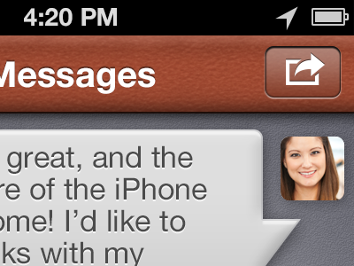 Messages chat ios leather navigation
