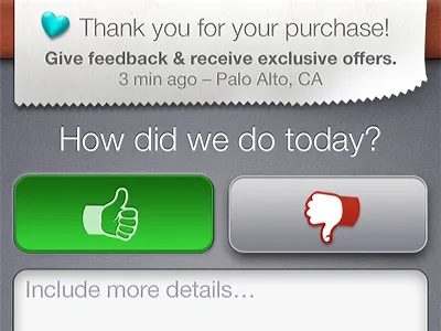 Getting Feedback app ios iphone receipt thumbs