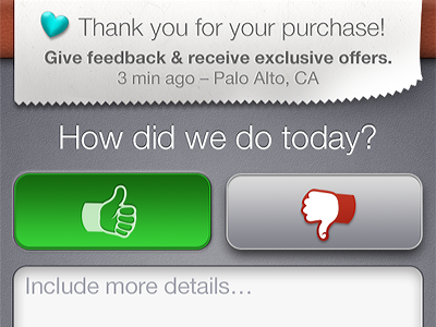 Getting Feedback app ios iphone receipt thumbs