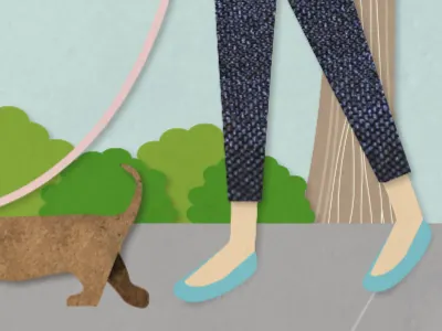 Morning stroll dog walking gradient illustration dog morning stroll texture