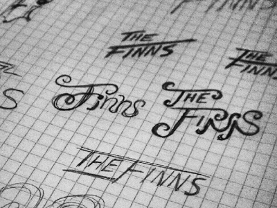 Logo Concepts for The Finns band brainstorming branding concept identity logo sketching the finns