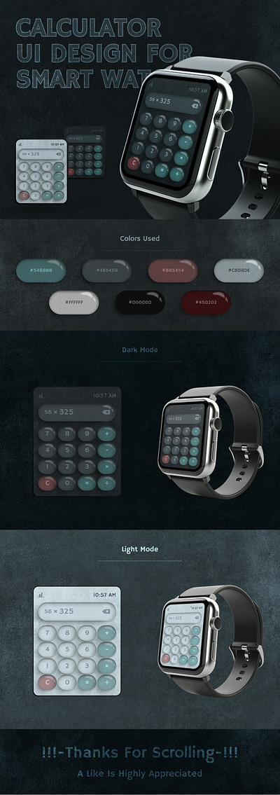 Smartwatch Calculator UI Design | #DailyUI #004 | Figma Design 3d app branding calculator app dailyui figma figma design graphic design minimalist ui design minimalist ux skeuomorphism design skeuomorphism ui smartwatch app design smartwatch interface ui uiux user interface utility app wearable design web design