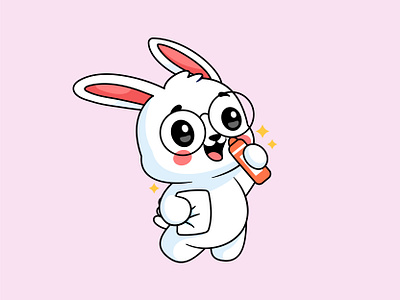 Bunny Drawing adorable animal bunny cartoon character crayon cute drawing happy illustration kid logo mascot vector