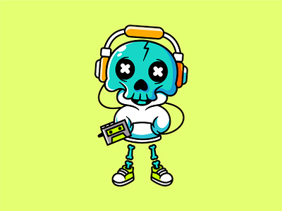 Skull 💀 adorable cartoon character cool cute hoodie illustration mascot music scary skull