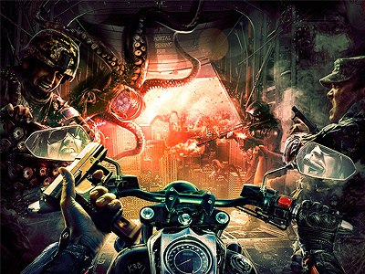 The Final Battle bike composite digital guns illustration istock manipulation matte painting perspective photo photoshop plane