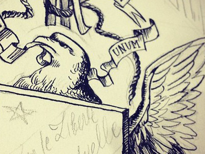 Ron Paul T-Shirt Design - Sketch calligraphy crest eagle politics ron paul type