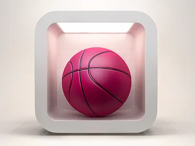 Dribbble IOS Icon 3d 3dsmax ball basketball dribbble icon ios ipad iphone pink pink ball vray