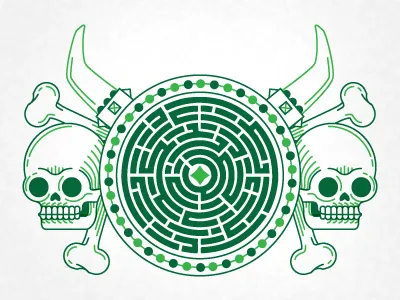 Minotaur Illo bones horns illustration maze minotaur outline skull