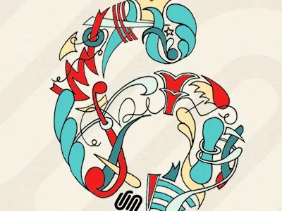 SquareSpace6 abstract illustration red six squarespace squarespace6 teal yellow
