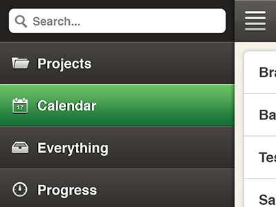 Menu Concept 37signals android app basecamp design mobile ui ux