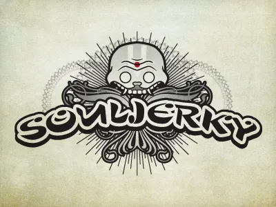 Soul Jerky brand branding distress logo skull type typography yoga
