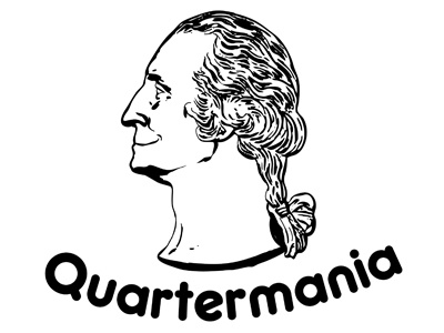 Quartermania Logo black buchanan george george washington head jessica jessica buchanan logo pony ponytail quarter quartermania smile smiling george washington white wichita