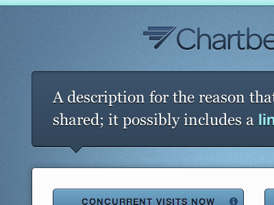 Coming soon from Chartbeat: awesomeness. blue chartbeat georgia gradient helvetica texture