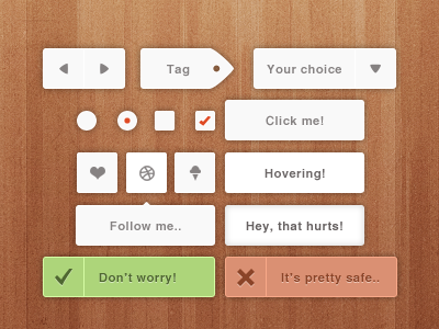 Simple white ui active box button check click design gray green hover icon input red select shadow split tag ui ux web white wood