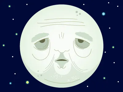 The Man in the Moon elderly moon old space stars vector