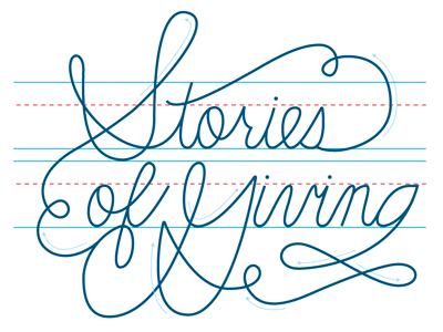 Script for a article about giving back to schools. lettering script typography