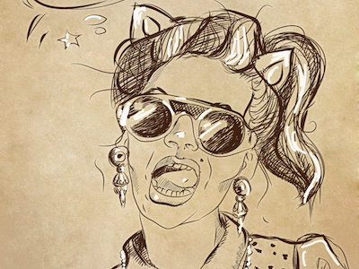Dribbble 106 apostol cat elena greta girl glasses illustration iscariotteh jewelry meow pin up portrait pussy sepia sketch sun tattoo vintage