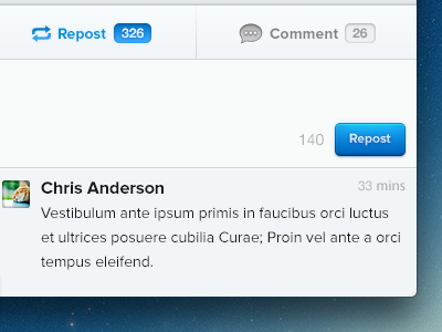 Mac UI Sneak Peek app blue button comment glow input mac repost ui