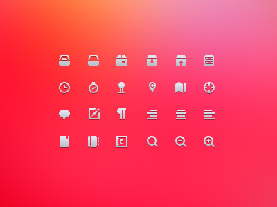 icon Set 16px 32px book box chat detail glyph icon icons map photoshop pin pixel psd resource search set vector