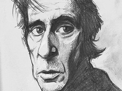 Hoo Ha! al pacino black and white drawing illustration moleskine portrait sketch