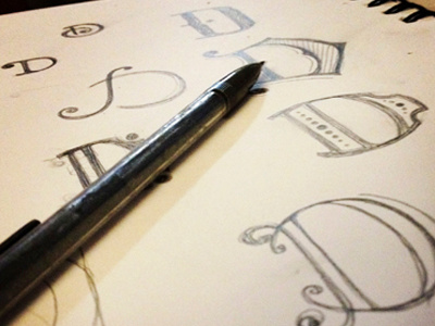Sketching D hand lettering typography