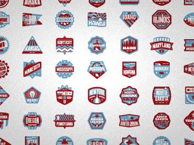 a sample of what's to come... america badges illustration marks politics states usa