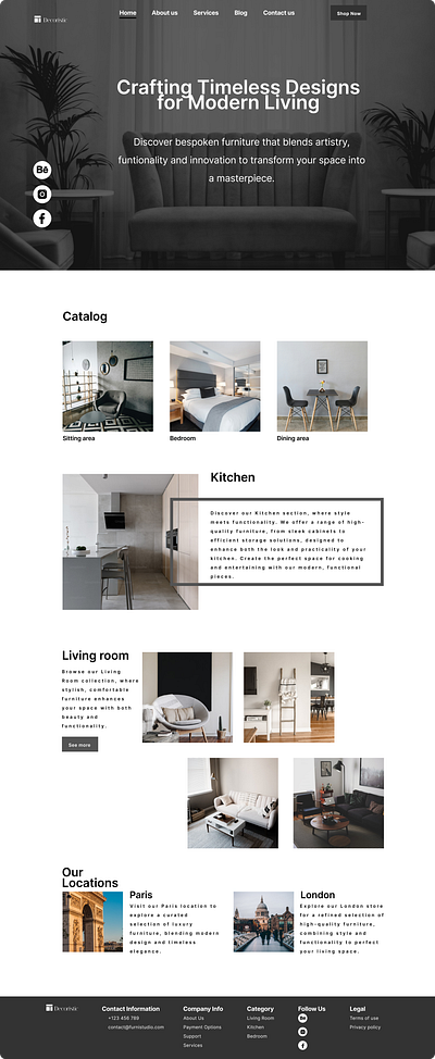 Furniture Design Studio Landing Page design landing page product design ui uiux