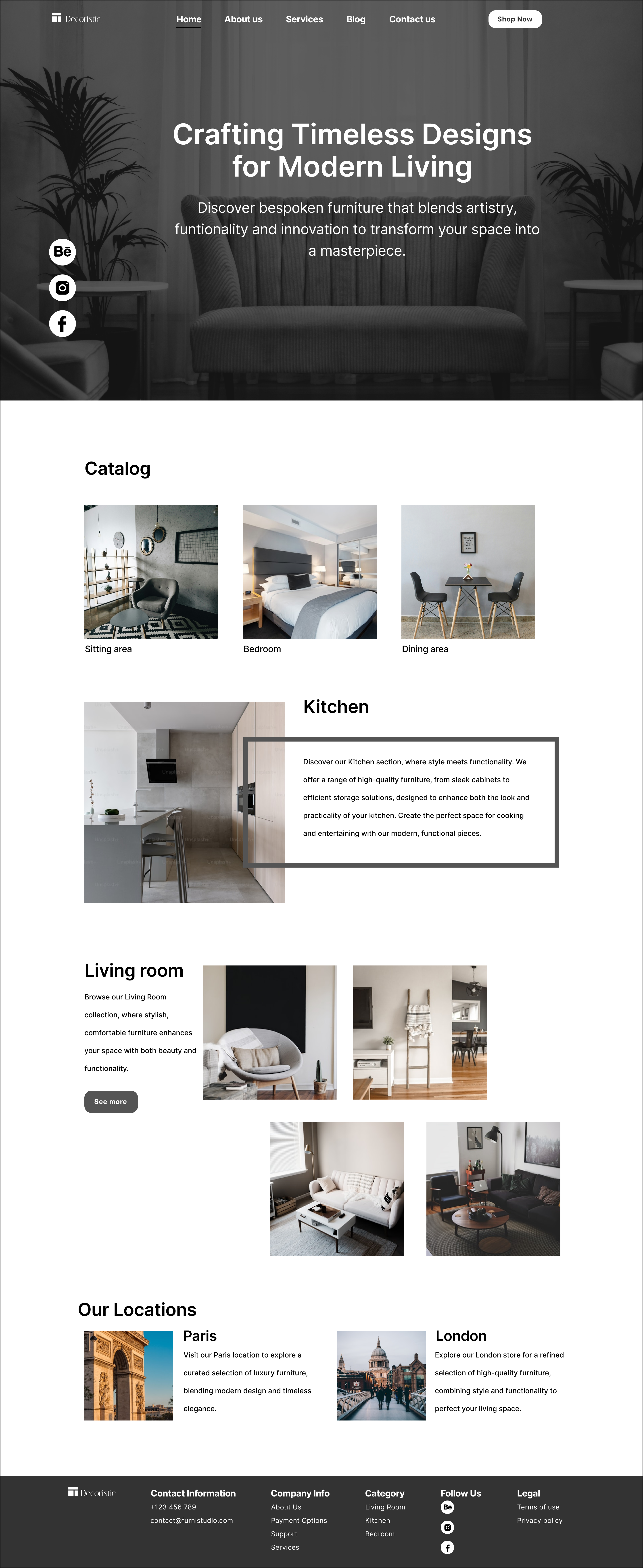 Furniture Design Studio Landing Page design landing page product design ui uiux