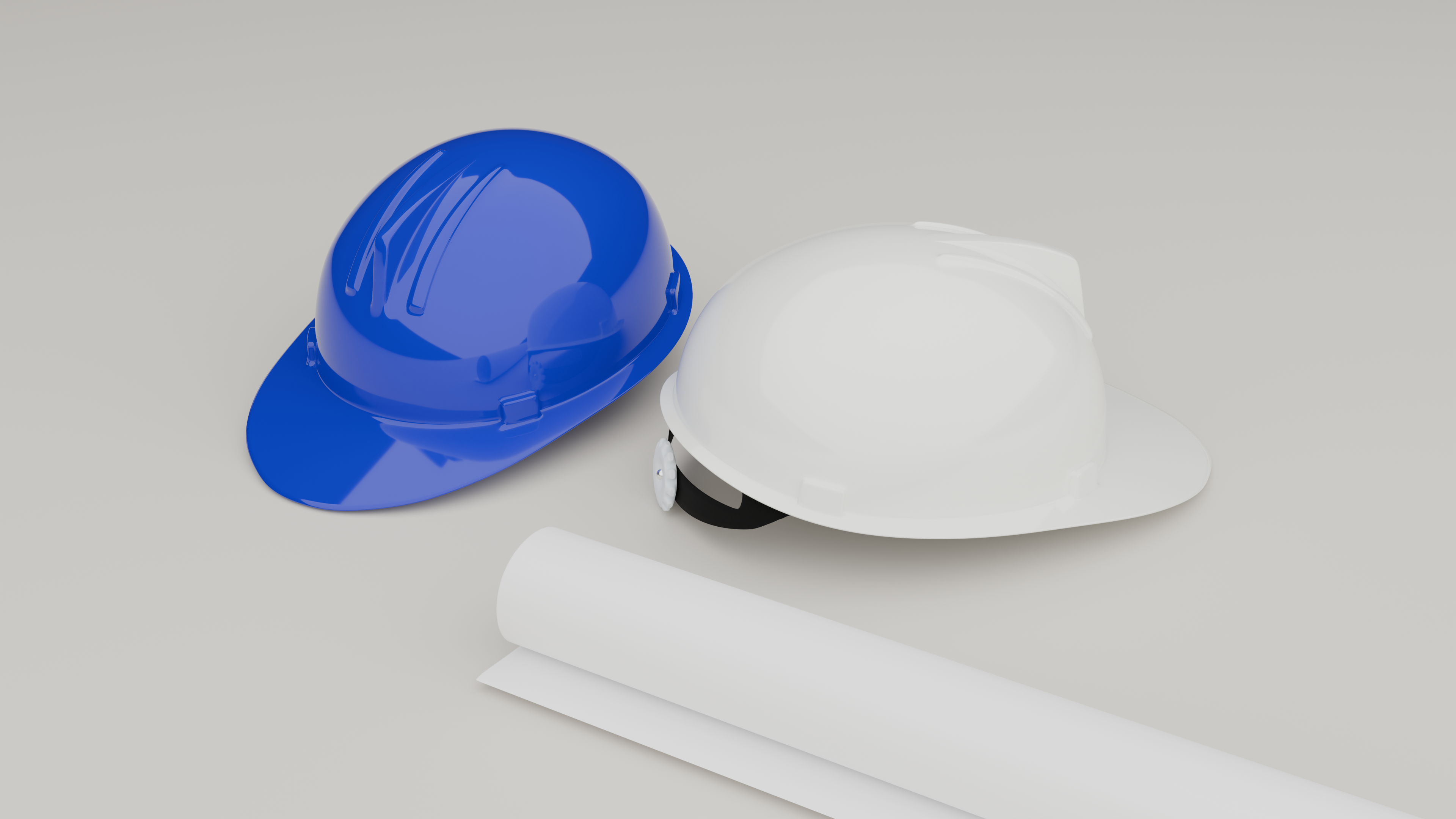Blue and white safety helmet and paper draw 3d 3d renderin 3dart 3dmodeling architech blender civil conractor construction design enginering graphic design render safety safety helmet work