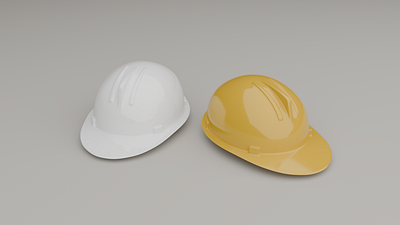 White and yellow safety helmet 3d 3d blender 3d modeling 3d rendering 3dart blender clean contruction design graphic design helmet outdor safety safety helmet work